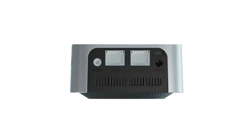 Hx1 rear ports — DC12V, dual LAN, audio