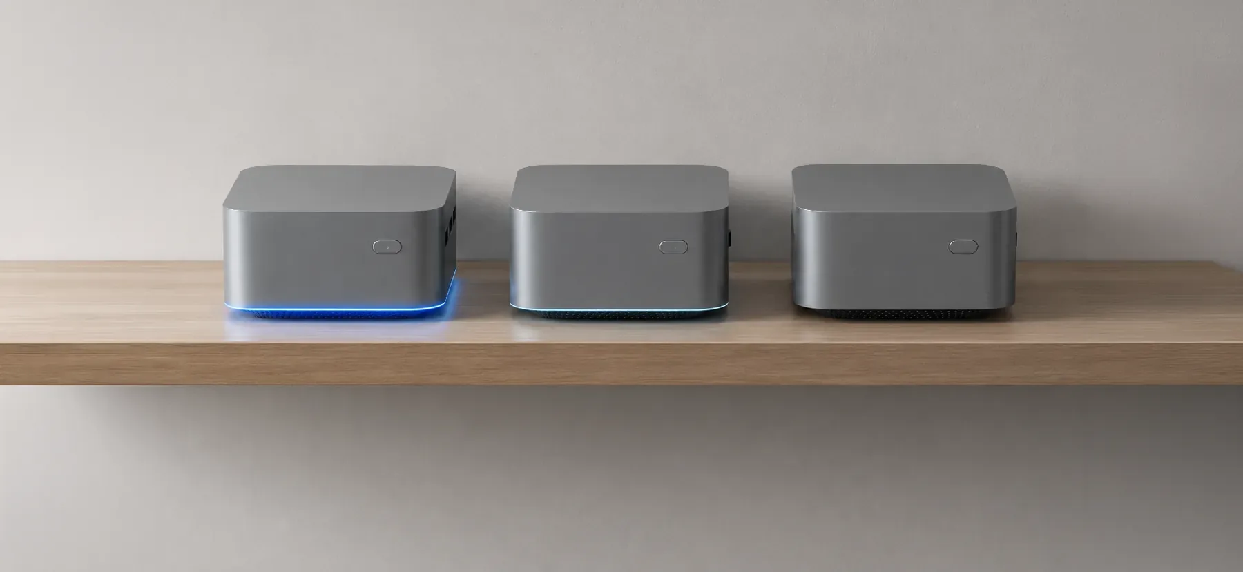 A lineup of NovaLink Machines on a shelf — one tier active, the others ready to scale