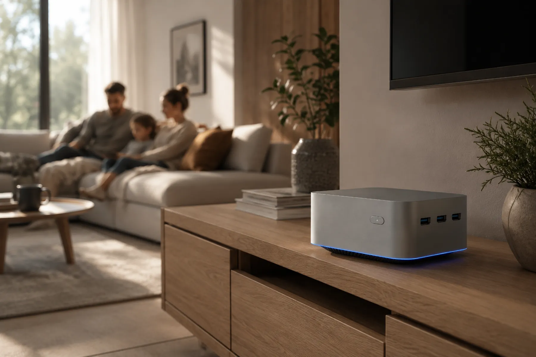A Machine at home in the living room — quietly powering the network